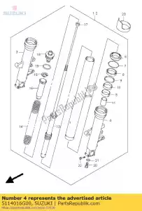 Suzuki 5114016G00 tube,outer,l - Bottom side