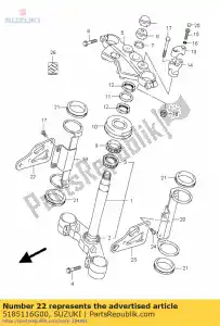 suzuki 5185116G00 verblijf, koplamp h - Onderkant