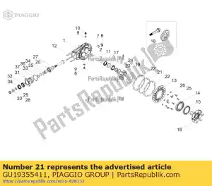 Piaggio Group GU19355411 espaçador 1,4 mm - Lado inferior