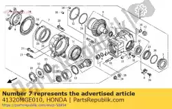 Aqui você pode pedir o cobrir sub assy., engrenagem final em Honda , com o número da peça 41320MGE010: