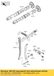 kawasaki 491180760 camshaft-comp,intake zr800ads - Bottom side