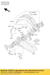 Ici, vous pouvez commander le garde-boue-arrière, l. Gr kx125-f1 auprès de Kawasaki , avec le numéro de pièce 3502212416W: