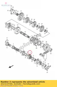 Suzuki 2423147H00 versnelling, 3e en 4e - Onderkant