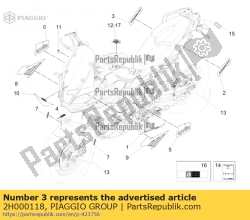 Aprilia 2H000118, Rh hinterer verkleidungsaufkleber 