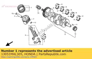 Honda 13051MAL305 juego de anillos, pistón 0 - Lado inferior