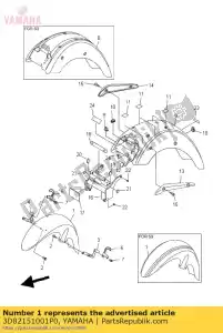 yamaha 3D82151001P0 garde-boue avant comp. - La partie au fond