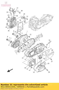 yamaha 9011906X1000 bolt, with washer - Bottom side