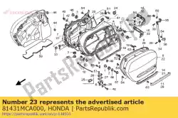 Ici, vous pouvez commander le panneau, l. Sacoche de selle auprès de Honda , avec le numéro de pièce 81431MCA000: