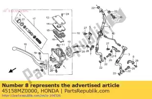 Honda 45158MZ0000 clamper, l. fr. hos de freno - Lado inferior