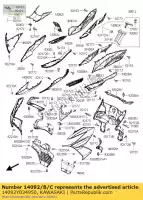 14092Y034950, Kawasaki, capot, capot, cnt, blk kawasaki j  b a j300 abs 300 , Nouveau