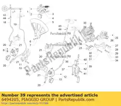 Aquí puede pedir conjunto completo de palanca de estacionamiento. De Piaggio Group , con el número de pieza 6494205: