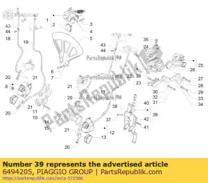 Piaggio Group 6494205 conjunto completo de palanca de estacionamiento. - Lado inferior