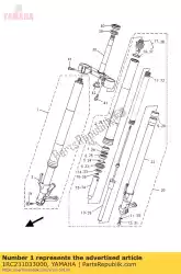 Ici, vous pouvez commander le fourche avant (droite) auprès de Yamaha , avec le numéro de pièce 1RC231033000: