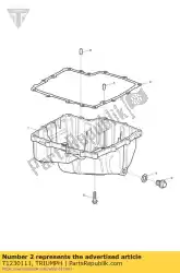Ici, vous pouvez commander le joint déflecteur carter auprès de Triumph , avec le numéro de pièce T1230111: