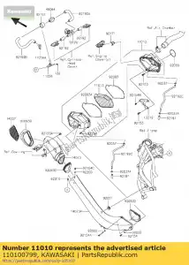 Kawasaki 110100799 filtro-assy-ar - Lado inferior