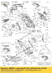 Ici, vous pouvez commander le 01 couvercle côté,rh,p. M. Gris auprès de Kawasaki , avec le numéro de pièce 36001056910H: