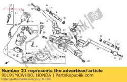 Aqui você pode pedir o parafuso, oval, 6x65 em Honda , com o número da peça 90191MCWH00: