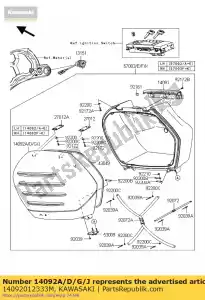 kawasaki 14092012333M cover,side bag,rh,m.d.re zg140 - Bottom side