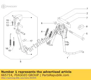 Piaggio Group 665714 soporte central con i.p. - Lado inferior