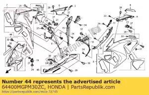 Honda 64400MGPM30ZC ensemble de capot, r. sous (wl) * - La partie au fond