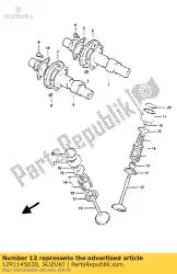 Ici, vous pouvez commander le soupape, admission auprès de Suzuki , avec le numéro de pièce 1291145030: