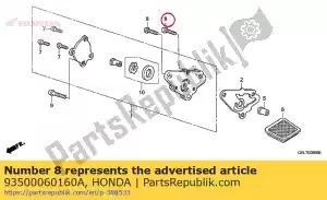 Honda 93500060160A parafuso, panela, 6x16 - Lado inferior