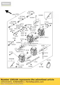 Kawasaki 150101645 carburetor,lh,inside - Bottom side