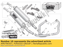 Aprilia AP8796507, Davanti. tubo di scarico inox, OEM: Aprilia AP8796507