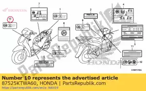 honda 87525KTWA60 étiquette, limite de chargement (0,5 kg) - La partie au fond