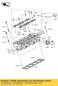 Kawasaki 110080093 head-comp-cylinder - Bottom side