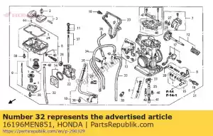honda 16196MEN851 tube, overflow (carburetor no.) - Bottom side