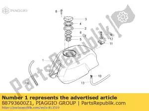 Piaggio Group 88793600Z1 benzinetank. rood wit - Onderkant