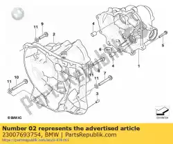 Ici, vous pouvez commander le carter de transmission, argent auprès de BMW , avec le numéro de pièce 23007693754: