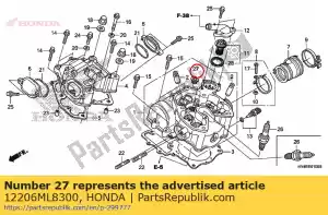 Honda 12206ML8300 perno, sellado, 18 mm - Lado inferior