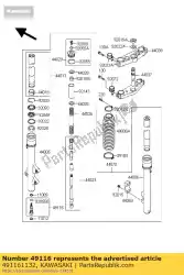 ventiel, vork kdx200-h1 van Kawasaki, met onderdeel nummer 491161132, bestel je hier online: