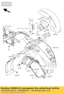 Kawasaki 350040062816 fender-front, c.f. rood - Onderkant