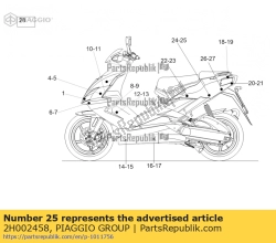 Aprilia 2H002458, Decalque de carenagem traseira esquerda com textura, OEM: Aprilia 2H002458