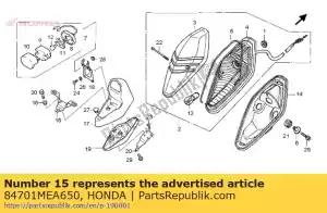 Honda 84701MEA650 support, plaque d'immatriculation - La partie au fond