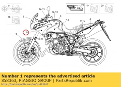 Aprilia 858363, Rh brandstoftank sticker leeuw, OEM: Aprilia 858363