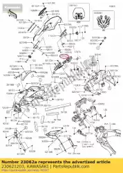 Here you can order the 01 bracket-comp,windshield from Kawasaki, with part number 230621203: