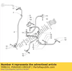 Here you can order the brake pipe (valve-caliper) from Piaggio Group, with part number 598614: