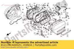 Ici, vous pouvez commander le corps, r. Sacoche * r259p auprès de Honda , avec le numéro de pièce 81211MCA000ZC: