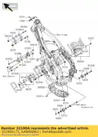 321900173, Kawasaki, supporto motore, tomaia, rh kx250t6f kawasaki kx 250 2006 2007 2008, Nuovo