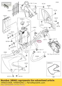 Kawasaki 390621808 hose-cooling,head-rad - Bottom side