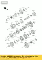 132601197, Kawasaki, versnelling, uitgang 5e, 30t kawasaki zxr 400, Nieuw