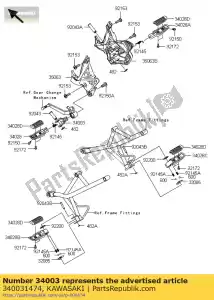 Kawasaki 340031474 apoio para os pés - Lado inferior