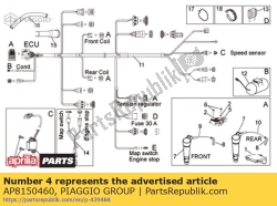 Aprilia AP8150460, Vite autofilettante m4x12, OEM: Aprilia AP8150460