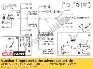 aprilia AP8150460 tornillo autorroscante m4x12 - Lado inferior