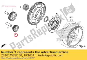 Honda 28101MGSD30 engrenagem, redução de arranque ( - Lado inferior