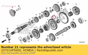 Honda 23751HP5600 engrenagem, reversão do contraeixo - Lado inferior